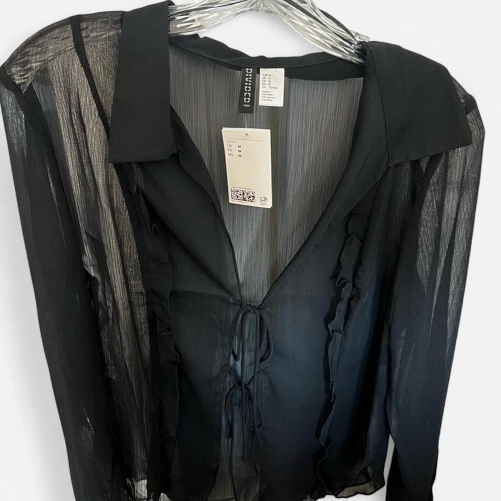 H&M Divided Elegant Black Sheer Blouse